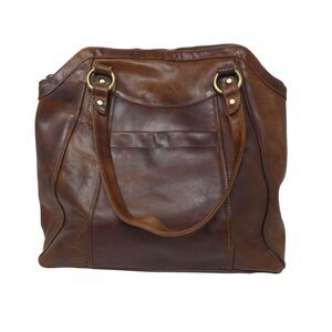 The Leather Store Chelsea Brown Burnished Tote Shoulder Bag Purse